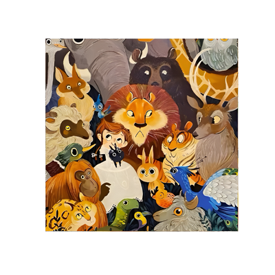 Whimsical Animal Crowd Illustration Art