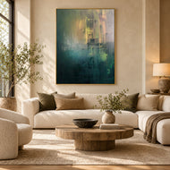 Verdant Haze — Abstract Wabi-Sabi Wall Art