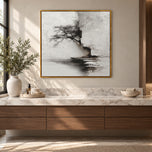 Stone Dialogue — Monochrome Wabi-Sabi Landscape Art