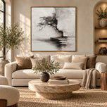 Stone Dialogue — Monochrome Wabi-Sabi Landscape Art