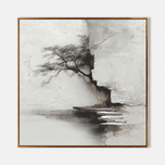 Stone Dialogue — Monochrome Wabi-Sabi Landscape Art