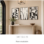 Airy Current — Black & White Abstract Set of 3 Wall Art