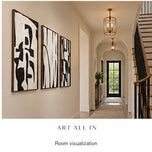 Airy Current — Black & White Abstract Set of 3 Wall Art