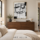 Misted Shore — Black and White Abstract Wall Art