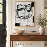 Misted Shore — Black and White Abstract Wall Art