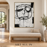Misted Shore — Black and White Abstract Wall Art
