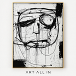 Misted Shore — Black and White Abstract Wall Art