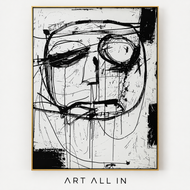 Misted Shore — Black and White Abstract Wall Art