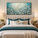 Teal Blossom — White Floral Textured Wall Art