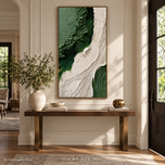 Elemental Form 04 — Green and Ivory Textured Wall Art
