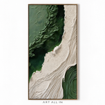 Elemental Form 04 — Green and Ivory Textured Wall Art