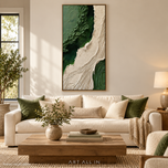 Elemental Form 04 — Green and Ivory Textured Wall Art