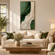 Elemental Form 04 — Green and Ivory Textured Wall Art