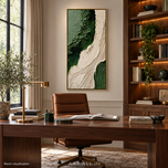 Elemental Form 04 — Green and Ivory Textured Wall Art