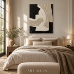Quiet Ink & Linen — Wabi-Sabi Textured Abstract Wall Art