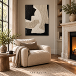 Quiet Ink & Linen — Wabi-Sabi Textured Abstract Wall Art