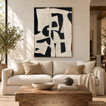 Monochrome Relief — Black & Ivory Sculptural Abstract Art