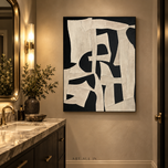 Monochrome Relief — Black & Ivory Sculptural Abstract Art