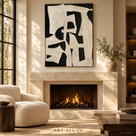 Monochrome Relief — Black & Ivory Sculptural Abstract Art