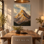 Golden Peak — Golden Light Mountain Oil Painting