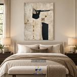 Raw Collage — Ivory & Black Expressionist Wall Art