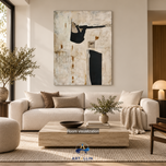 Raw Collage — Ivory & Black Expressionist Wall Art