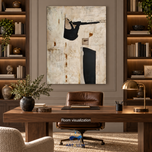 Raw Collage — Ivory & Black Expressionist Wall Art