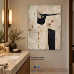 Raw Collage — Ivory & Black Expressionist Wall Art