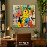 Colorful Menagerie — Whimsical Animal Crowd Art