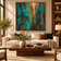 Drifting Archive — Teal & Copper Panoramic Wall Art