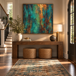 Drifting Archive — Teal & Copper Panoramic Wall Art