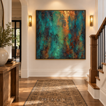 Drifting Archive — Teal & Copper Panoramic Wall Art