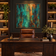 Drifting Archive — Teal & Copper Panoramic Wall Art