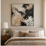 Ink & Khaki Motion — Abstract Expressionist Impasto Painting