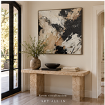 Ink & Khaki Motion — Abstract Expressionist Impasto Painting