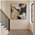 Ink & Khaki Motion — Abstract Expressionist Impasto Painting