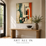 Elemental Sequence — Teal & Rust Textured Wabi-Sabi Wall Art