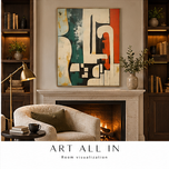Elemental Sequence — Teal & Rust Textured Wabi-Sabi Wall Art
