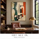 Elemental Sequence — Teal & Rust Textured Wabi-Sabi Wall Art