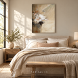 Soft Bloom — Neutral Floral Impasto Wall Art