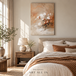 Quiet Bloom — Neutral Floral Impasto Wall Art
