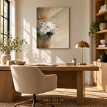 Soft Bloom — Neutral Floral Impasto Wall Art