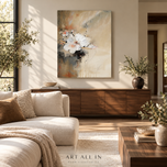 Soft Bloom — Neutral Floral Impasto Wall Art