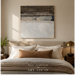 Quiet Current — Neutral Line & Color Block Abstract Painting