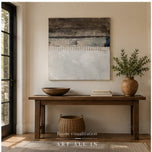 Quiet Current — Neutral Line & Color Block Abstract Painting