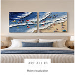 Radiant Matrix — Blue Coastal Set of 2 Wall Art