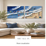 Radiant Matrix — Blue Coastal Set of 2 Wall Art
