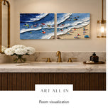 Radiant Matrix — Blue Coastal Set of 2 Wall Art