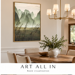 Sand Trace — Misty Green Mountain Landscape Wall Art