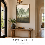 Sand Trace — Misty Green Mountain Landscape Wall Art